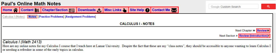 online math notes